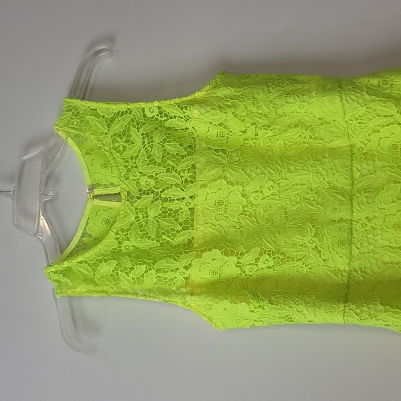 J. CREW COLLECTION Neon Yellow Lace Sheath Cocktail Work Spring Dress - Picture 5 of 16